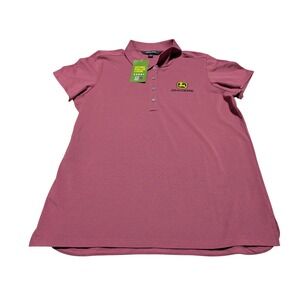 John Deere Mercer + Mettle Polo Shirt Mens Large Burgundy Short Sleeve SCU003030